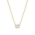 11/11 necklace in yellow gold – featuring a thin yellow gold chain, 4 long thin diamonds, with a thin diagonal gold bar, to look like the ‘11/11’ symbol.