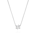 11/11 necklace in white gold - featuring a thin white gold chain, 4 long thin diamonds, with a thin diagonal gold bar, to make the ‘11/11’ symbol.