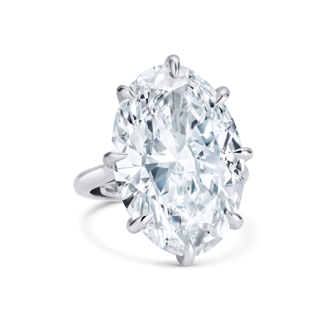 Platinum ring with very large oval diamond.